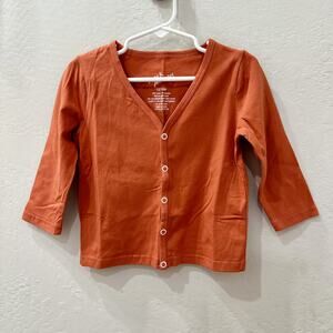 June & January Pumpkin Orange Snap Long Sleeve Shirt
